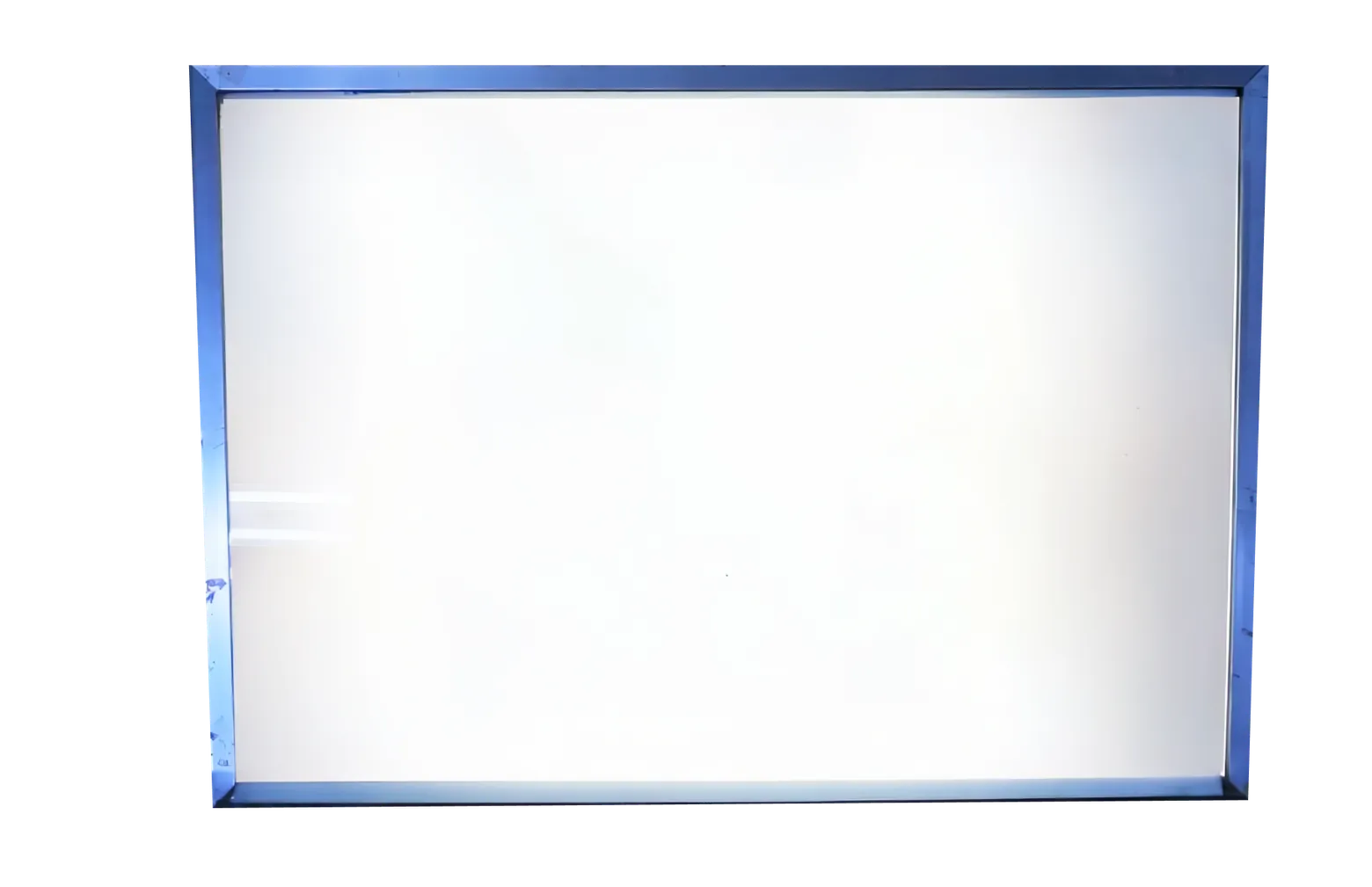 Blank illuminated BlockBite lightbox with a blue frame
